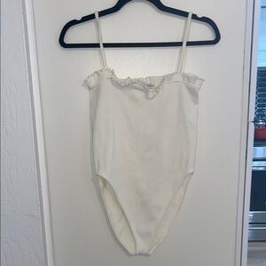 Zara Cream Ruffle Strap Bodysuit